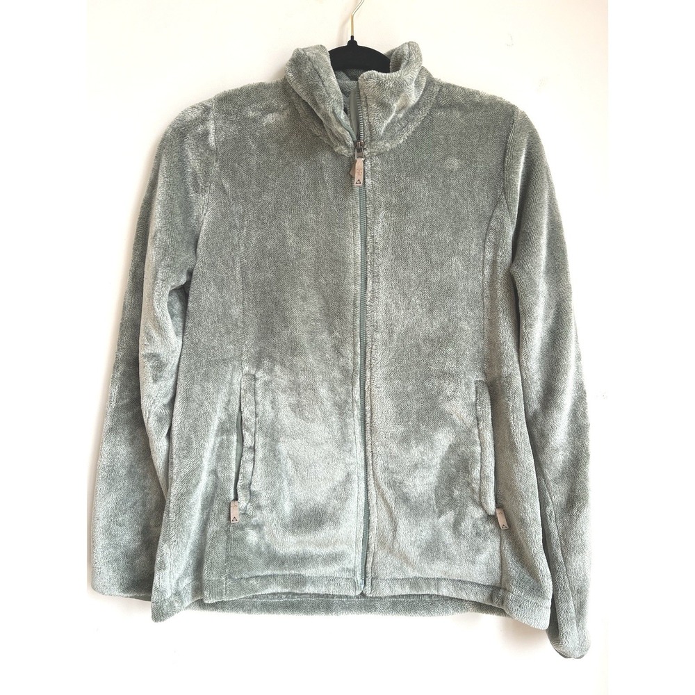 Gerry Womens Sage Green Full Zip Plush Fleece Jacket Mock Neck Size Medium - Picture 1 of 5